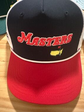 Masters Two-Tone Navy, Red & White Golf Snapback Hat